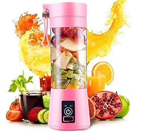 Portable Electric USB Juice Maker Juicer Bottle Blender Grinder Mixer, Availability Built-in Stainless Steel Blade, Easy and Time Saving.6 Blade (Multi Color), Recharge Bottle with 1 Jar