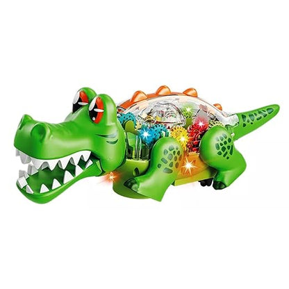 Transparent Gear Dino Park Crocodile Car Vehicle Toy for Kids|Boys|Girls with Light & Music (Color-Multi)