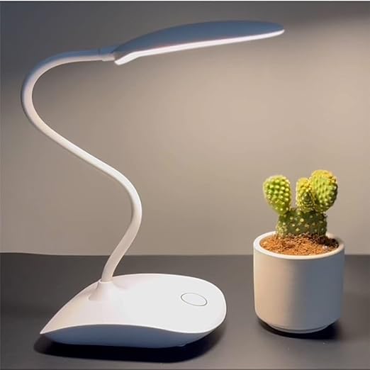 Battery Operated LED Desk Lamp 5W Reading Lamp 3 Color Modes Stepless Brightness Portable Desk Lights Touch Control Flexible Gooseneck, for Study Office Bedroom