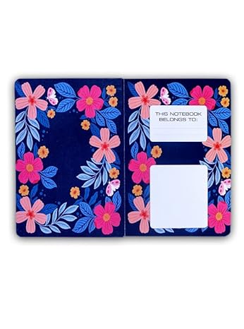 Bloom In Blue Edge Printed Ruled Notebook (Dark Blue Size : 150 X 220Mm, 610Gms)