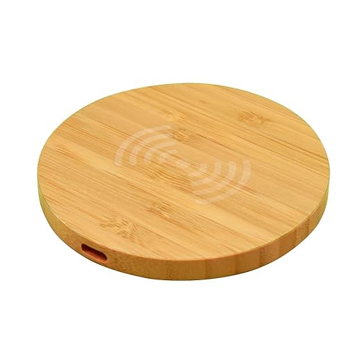 Wangari Olive 15W Round Wireless Bamboo Charger Waw9004|Compatible For Iphones13 |Iphone 14 |Iphone 15 | Android | Sustainable | Eco-Friendly | Wooden | Input Type C | Output 15W, Brown