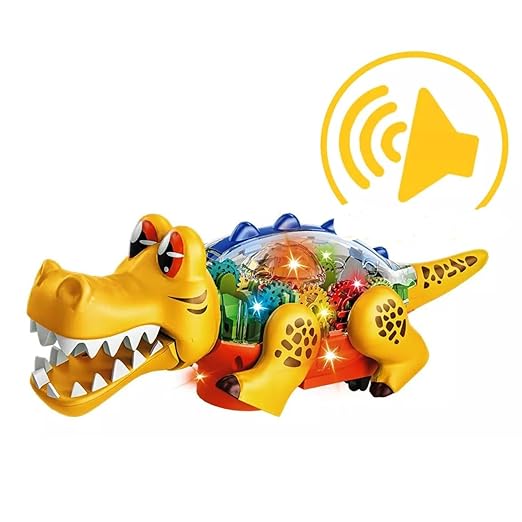 Transparent Gear Dino Park Crocodile Car Vehicle Toy for Kids|Boys|Girls with Light & Music (Color-Multi)