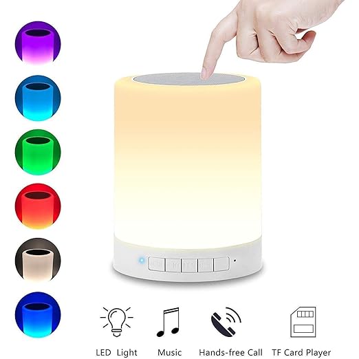 Touch Lamp Wireless HiFi Light, USB Rechargeable Portable Bluetooth Speaker with TWS for Festival Camping, Different Lighting Modes