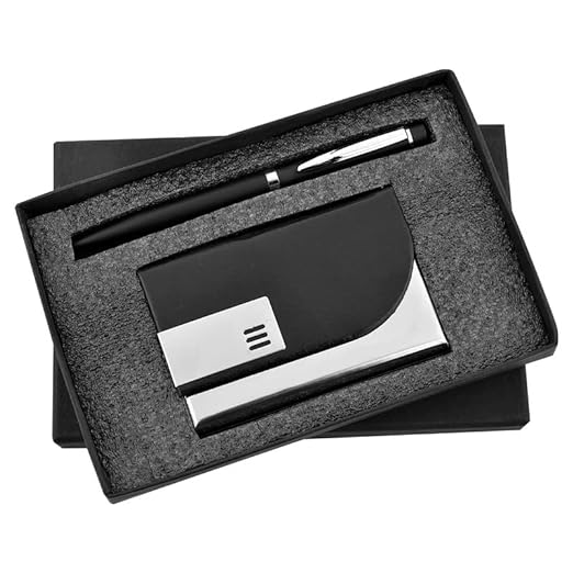 2 in 1 Gift Set for Men, Gift for him Vegan Leather Card Holder and Pen Combo Pack