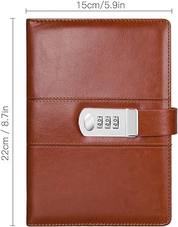 Diary with Lock, A5 PU Leather Journal Marble Diary with 3 Digit Lock, 192 Thick Pages Cute Notebook with Combination Lock for Women, Locking Diary