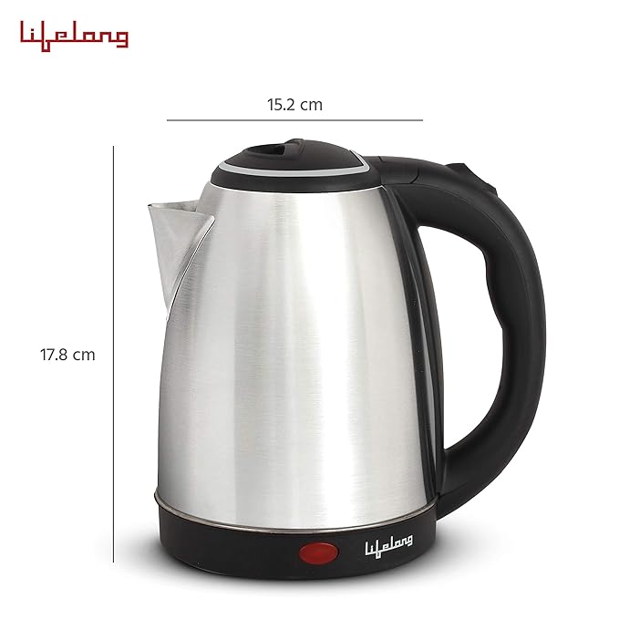 Lifelong LLEK15 Electric Kettle 1.5L with Stainless Steel Body, Easy and Fast Boiling of Water for Instant Noodles, Soup, Tea