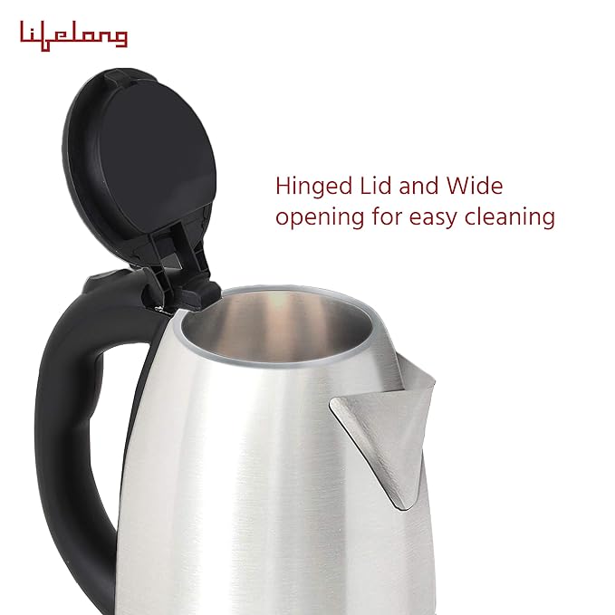 Lifelong LLEK15 Electric Kettle 1.5L with Stainless Steel Body, Easy and Fast Boiling of Water for Instant Noodles, Soup, Tea