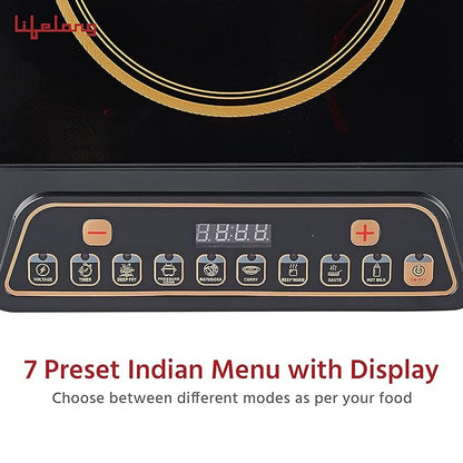 Lifelong LLIC40 Regalia Induction Cooktop with 7 preset Indian Menu, Display and Push Button for Easy and Fast Cooking Deep Fry, Stir or Boil