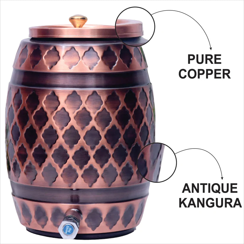 Pure Copper Water Dispenser Barrel Kangura Designed Capacity 5000 ML.