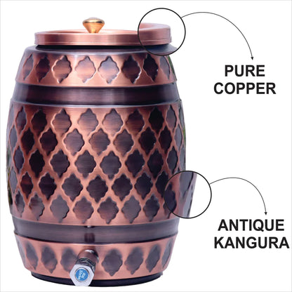 Pure Copper Water Dispenser Barrel Kangura Designed Capacity 5000 ML.