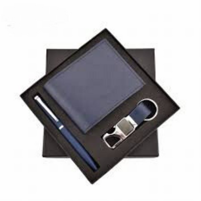 3 in 1 Combo Set which include Wallet , Pen and keychain | best corporate gift combo set for men | Combo pack for corporate employee |