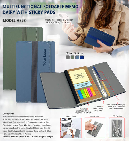 Multifunctional Foldable Memo Dairy with sticky pads