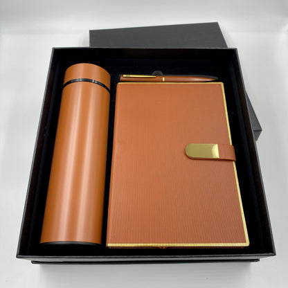 PU Leather Office Journal A5 Notebook Lined Paper Writing Diary Planner, Bottle and Pen gift Combo