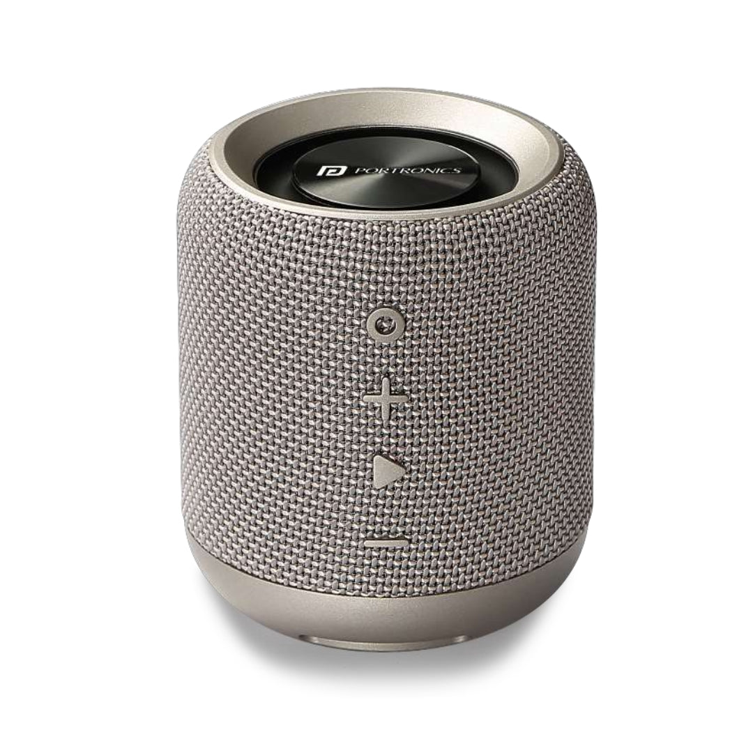 Portronics SoundDrum 10W Portable Bluetooth Stereo Speaker with Powerful Bass, 3.5mm AUX, USB Music, in-Built Mic, in-Built FM, 6-7 Hrs Playtime(Grey)