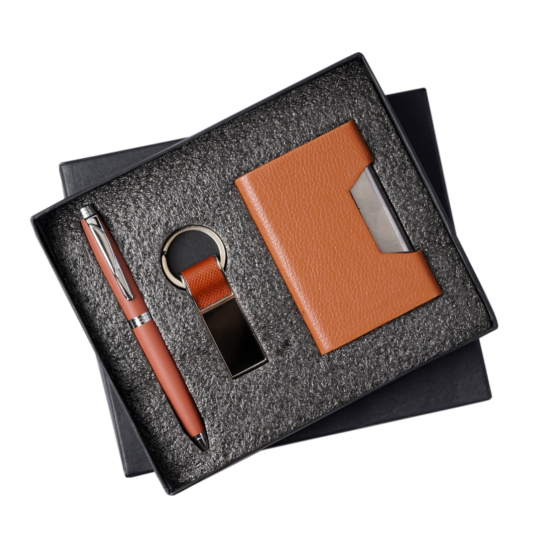 3 in 1 Combo set comes with Hook Keychain, Cardholder & Ball Pen Pen Gift Set