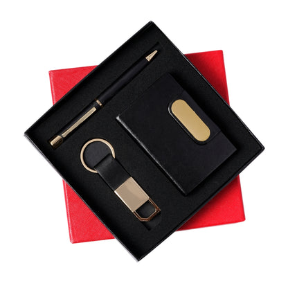 3 in 1 Combo set comes with hook keychain, Cardholder & Ball Pen Gift Set