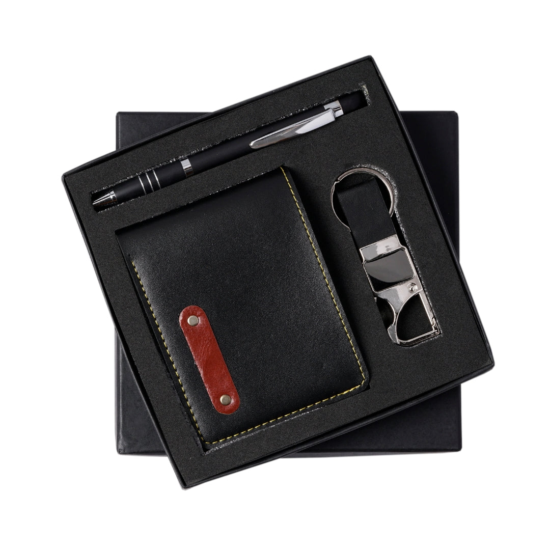 Personalized 3-in-1 Gifts sets of Wallet with Keychain & Pen