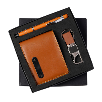 Personalized 3-in-1 Gifts sets of Wallet with Keychain & Pen