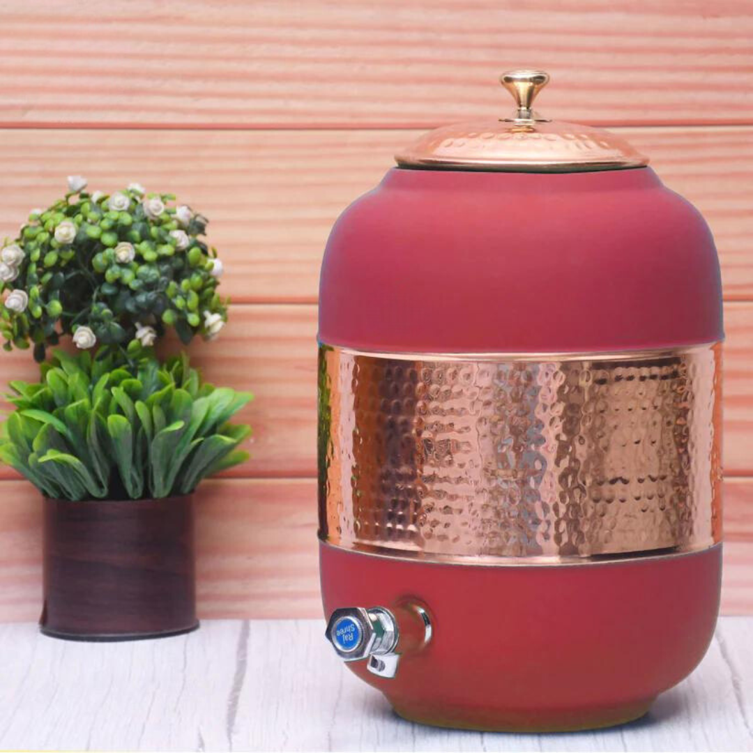 Pure Copper Multi-colored  Half Hammered Water Dispenser (Matka) Capacity 8000ML