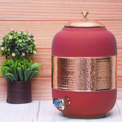 Pure Copper Multi-colored  Half Hammered Water Dispenser (Matka) Capacity 8000ML