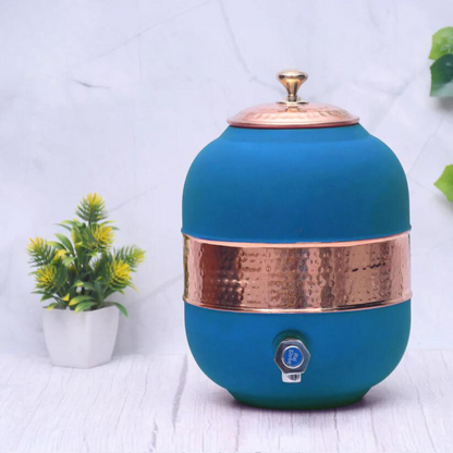 Pure Copper Multi-colored  Half Hammered Water Dispenser (Matka) Capacity 8000ML