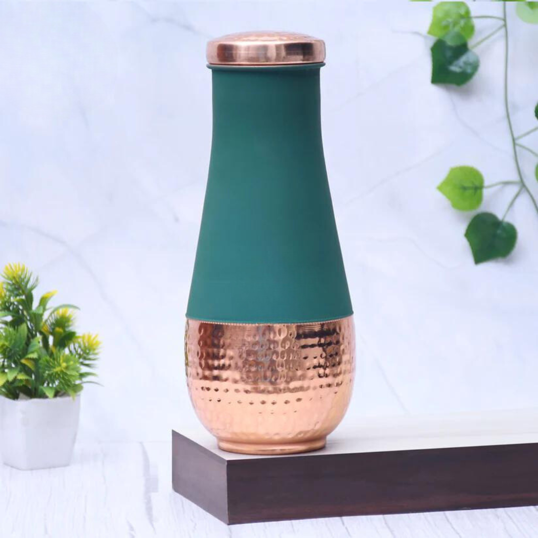 Pure Copper Silk multi-colored Tulip Jar with Inbuilt Glass Capacity 1400ML.