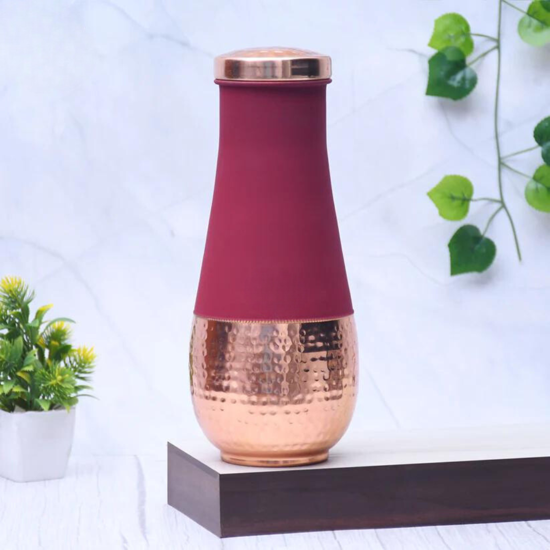 Pure Copper Silk multi-colored Tulip Jar with Inbuilt Glass Capacity 1400ML.