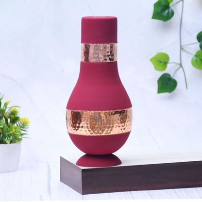 Pure Copper Silk Multi-Colored  Modern Surahi with Inbuilt Glass Capacity 1000ML.