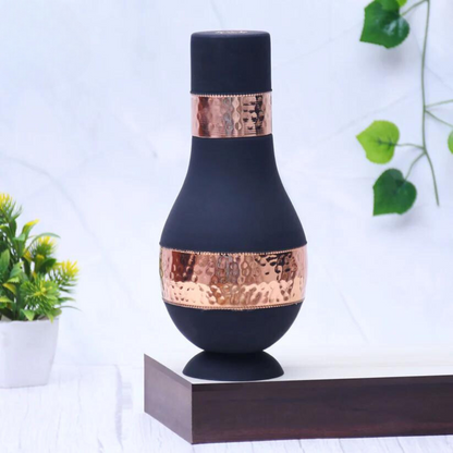 Pure Copper Silk Multi-Colored  Modern Surahi with Inbuilt Glass Capacity 1000ML.