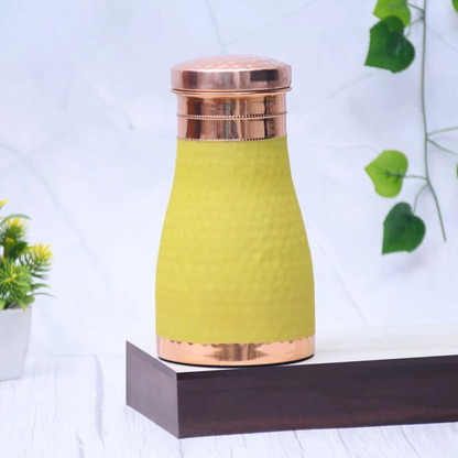 Pure Copper Silk Multi-colored Bedside Jar with Inbuilt Glass Capacity 1000ML