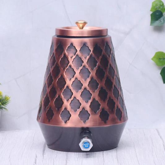 Pure Copper Water Dispenser Conical Antique Kangura Designed Capacity 5000 ML