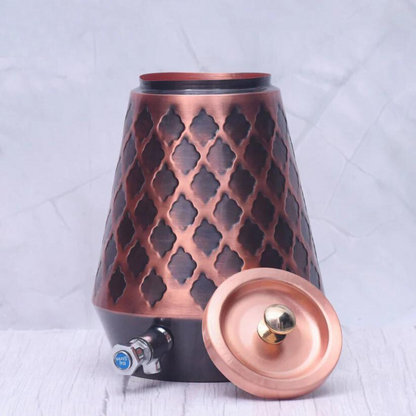 Pure Copper Water Dispenser Conical Antique Kangura Designed Capacity 5000 ML