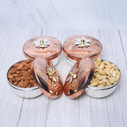 Exclusive Silver Hammered Dry Fruit Bowl with Gifting Box Set of 4