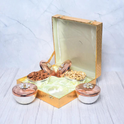 Exclusive Silver Hammered Dry Fruit Bowl with Gifting Box Set of 4