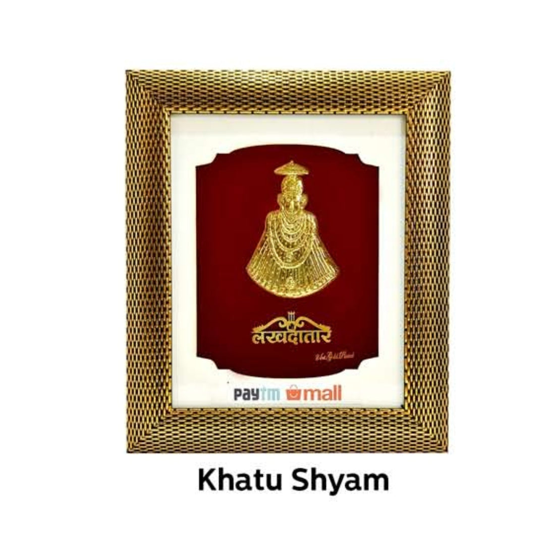 Golden  Wooden Gold Plated Khatu Shayam  Frame  For Home and office