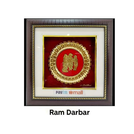 Brown Wooden Gold Plated Ram Darbar  frame For Home and office