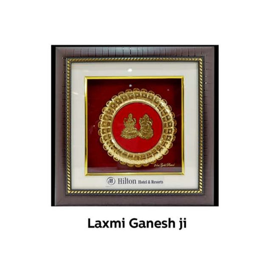 Brown Wooden Gold Plated Laxmi Ganeshji   frame For Home and office