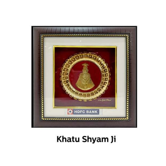 Brown Wooden Gold Plated Khatu Shayam   frame For Home and office