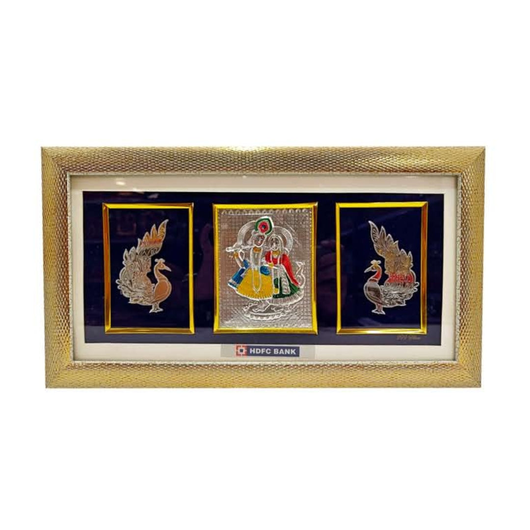 Brown Wooden Gold Plated Radha Krishna frame For Home and office