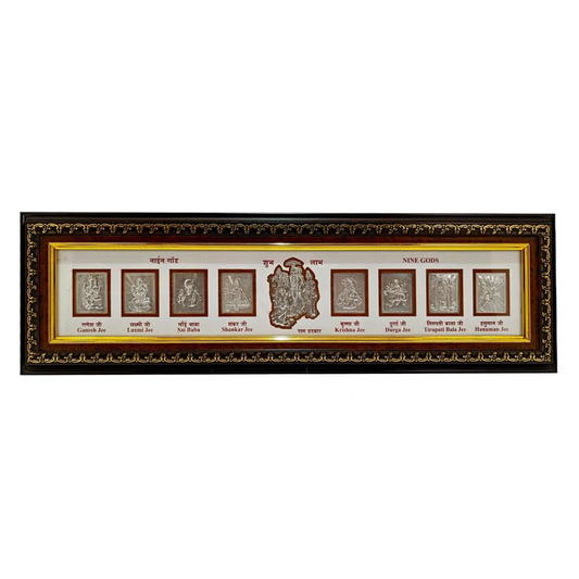 Brown Wooden Gold plated Nine God frame For Home and office