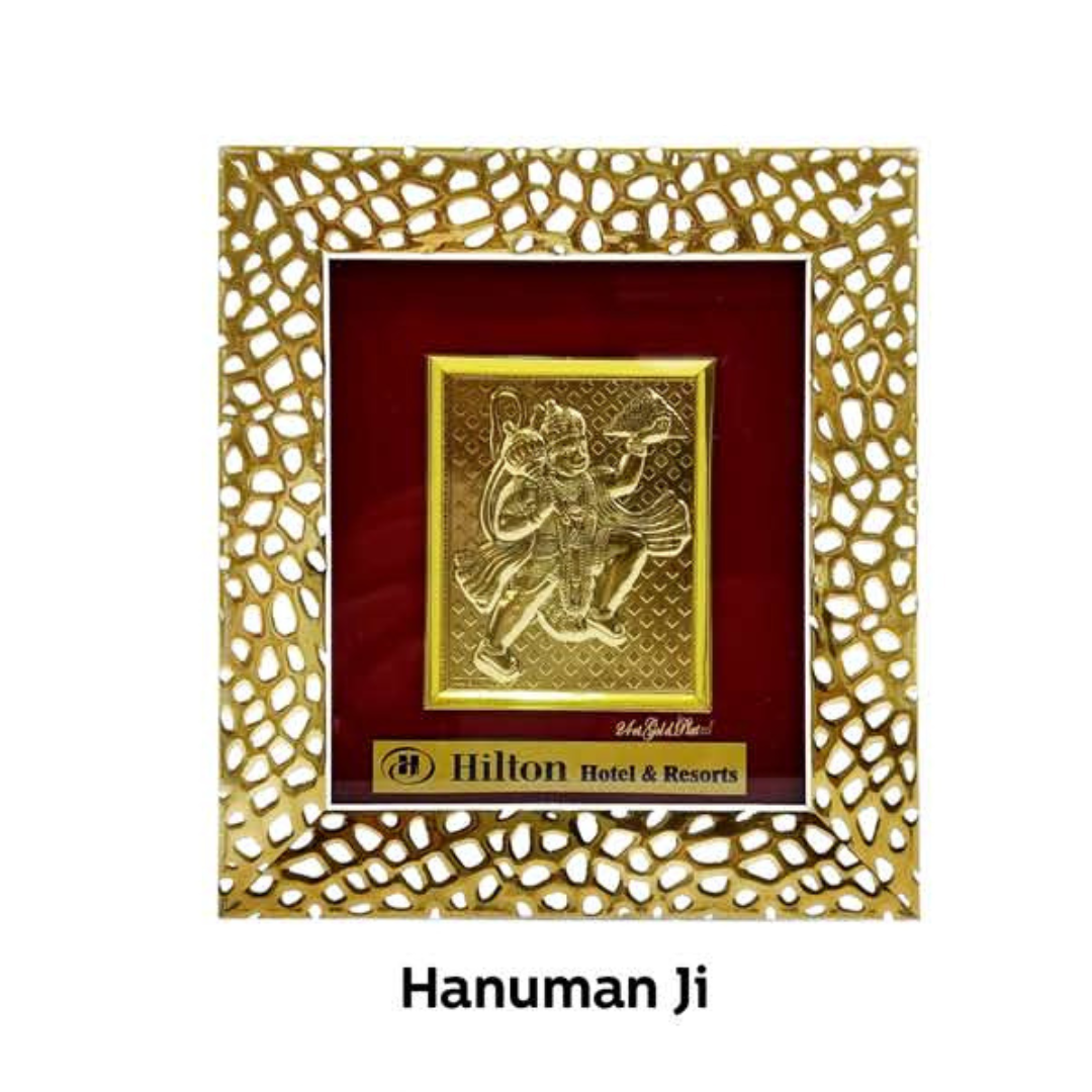 Brown Wooden Gold plated  Hanuman Ji  frame For Home and office