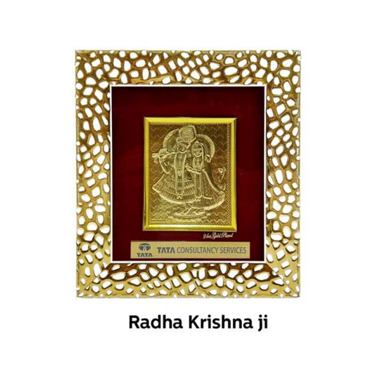 Brown Wooden Gold plated  Radha Krishna frame For Home and office