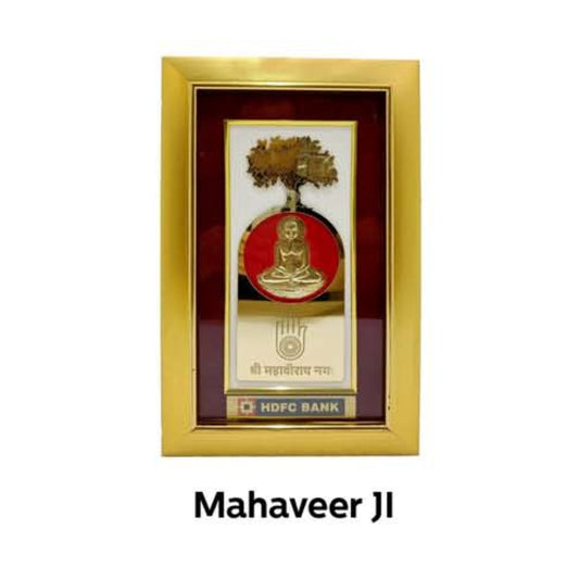 Brown Wooden Gold plated Mahaveer Ji  frame For Home and office