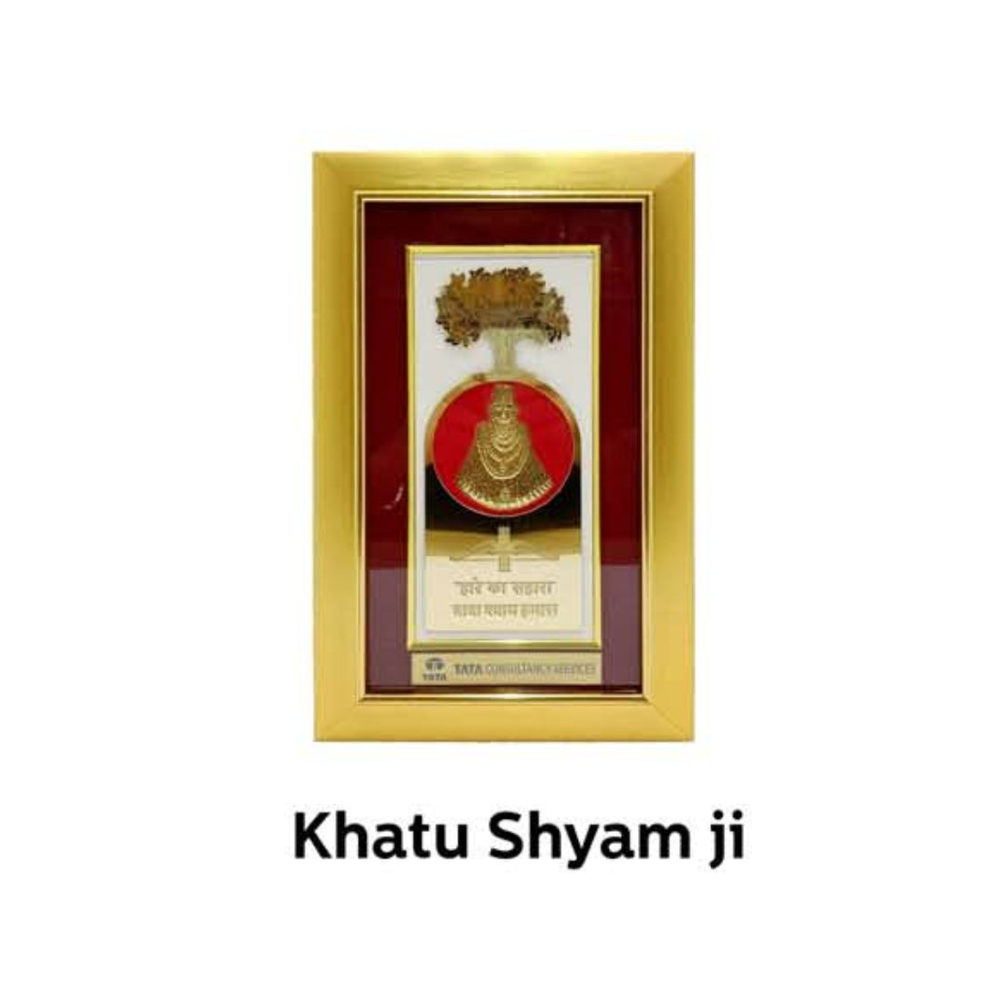 Brown Wooden Gold plated Khatu Shyam Ji  frame For Home and office