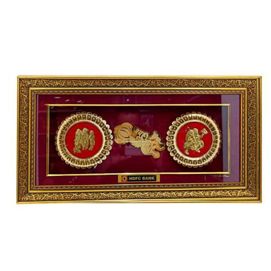 Brown Wooden Gold plated Ram Parivar and Hanuman Ji  frame For Home and office