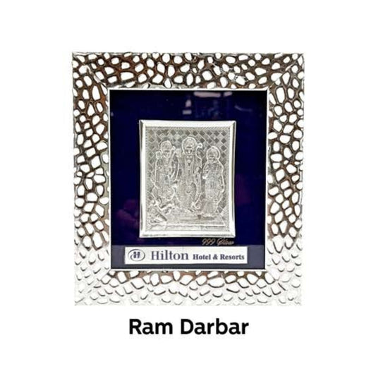 Brown Wooden Silver plated Ram Parivar  frame For Home and office