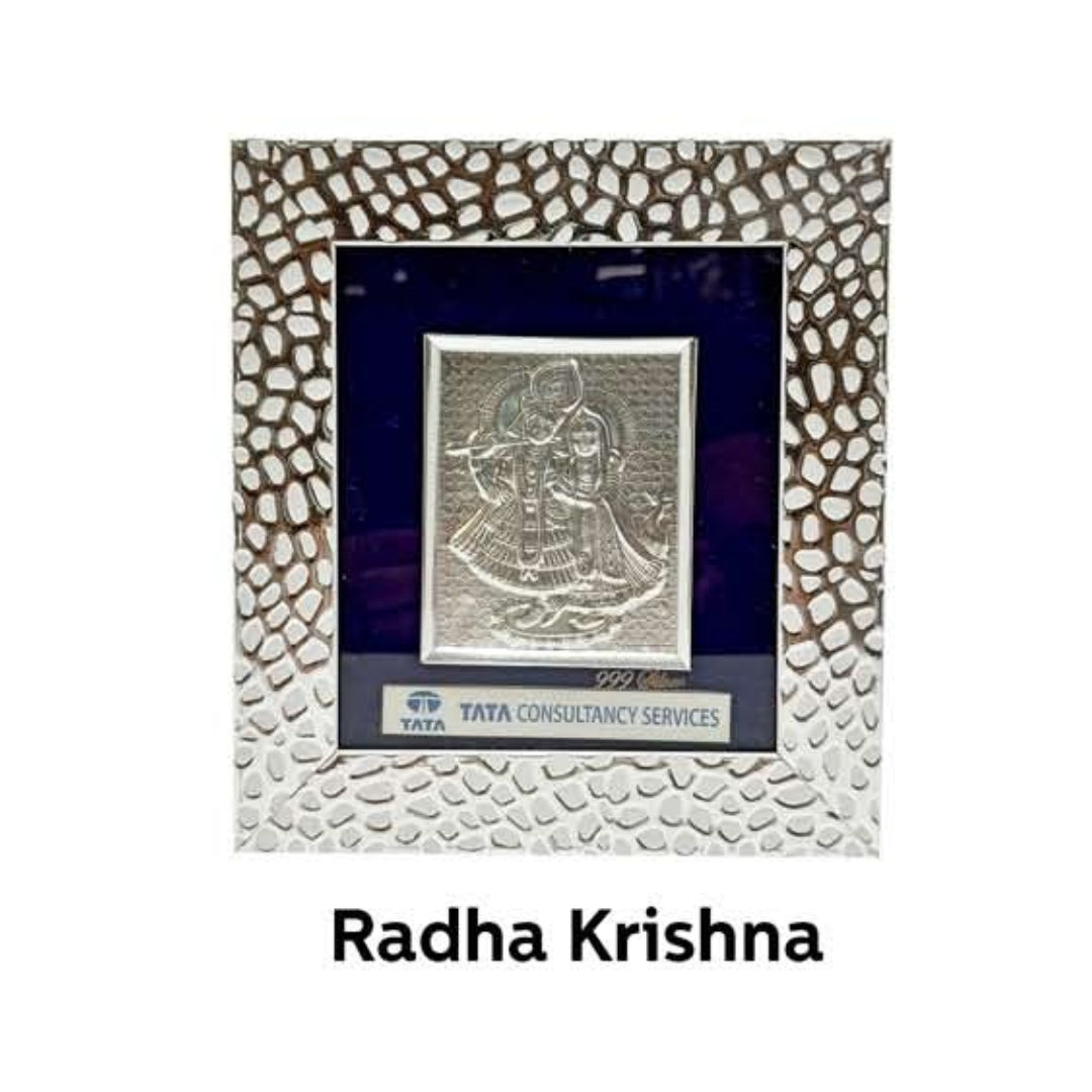 Brown Wooden Silver plated Radha Krishna frame For Home and office