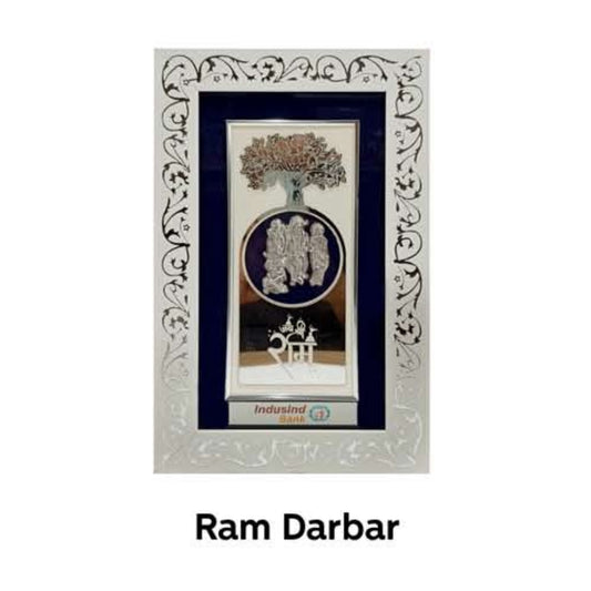 Brown Wooden Silver plated Ram Darbar frame For Home and office