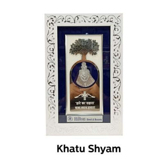 Brown Wooden Silver plated Khatu Shyam  frame For Home and office