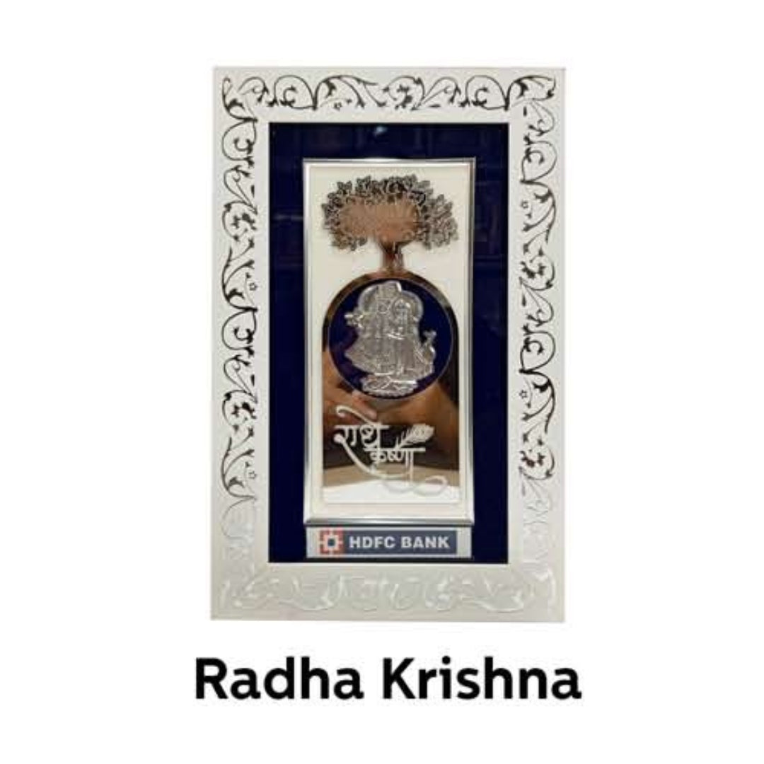 Brown Wooden Silver plated Radha Krishna  frame For Home and office